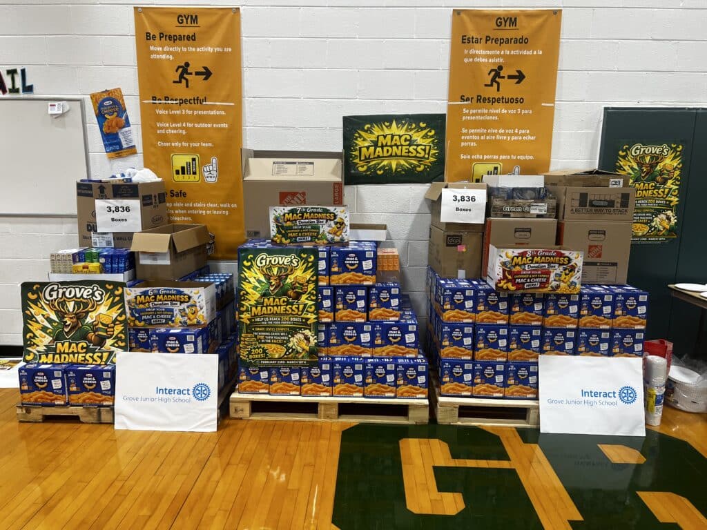 Grove Junior High Students and Interact Club Drive Record-Breaking Success in Mac Madness Campaign
